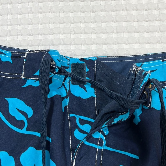 Kanu Mens Blue Hibiscus Surf Board Shorts - Picture 6 of 8